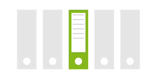 icon of grey folders, on folder colored green