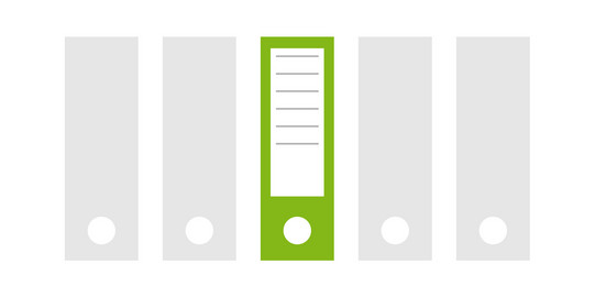 icon of grey folders, on folder colored green
